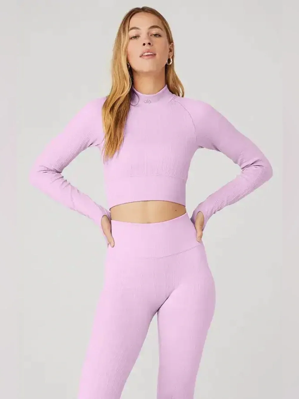 Alo Yoga Seamless Cable Knit Top Sugarplum Pink